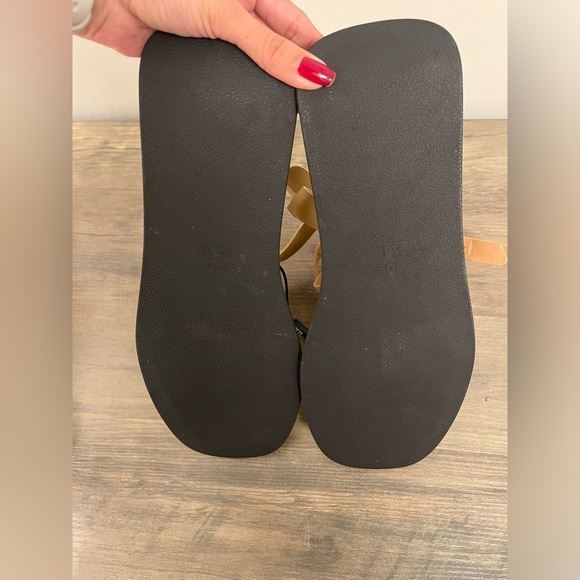 Zara Leather Embellished Flatform Sandals size 10 - Picture 9 of 9